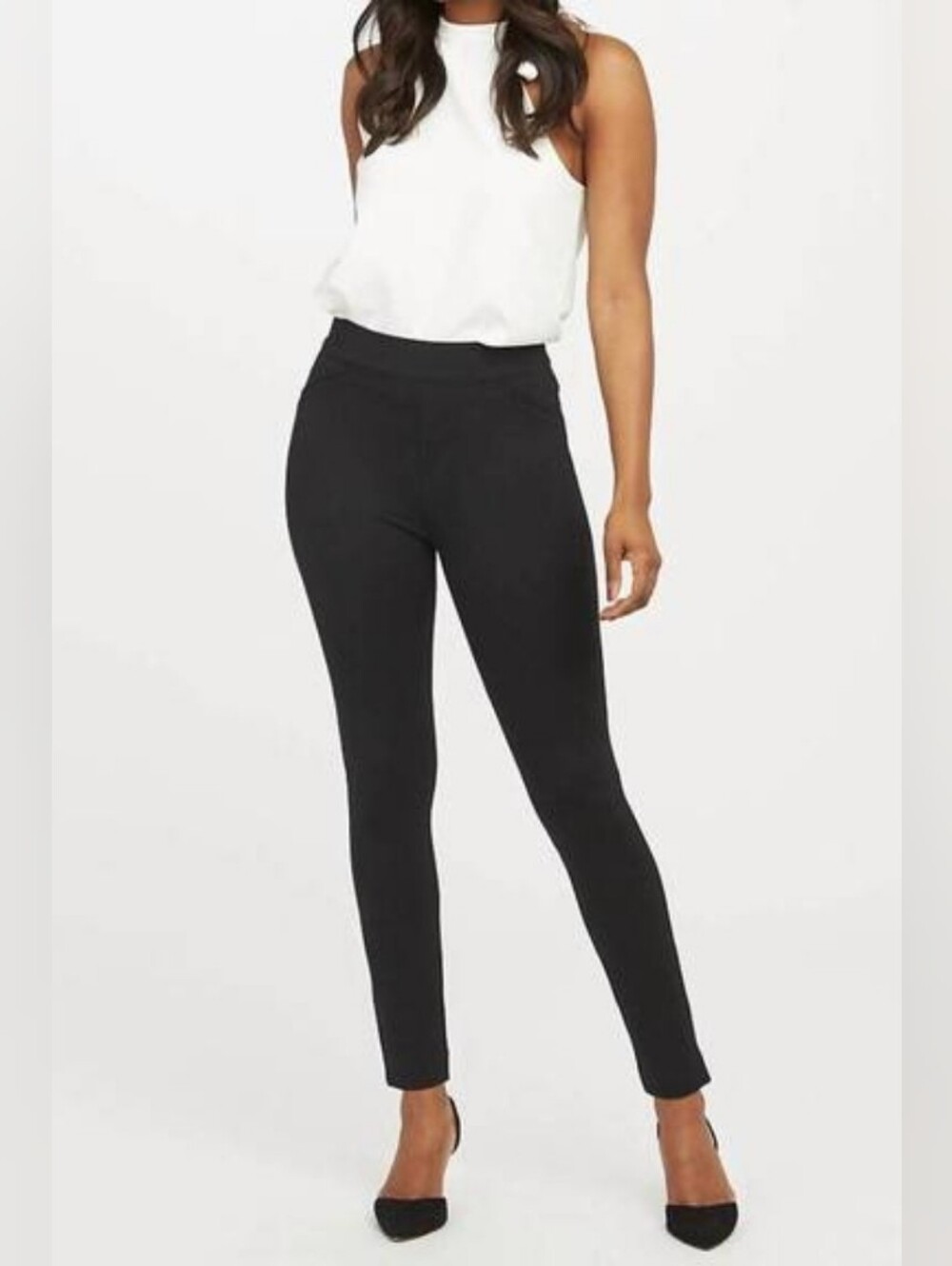 SPANX The Perfect Pant Backseam Skinny Black Ponte Pants Small Petite